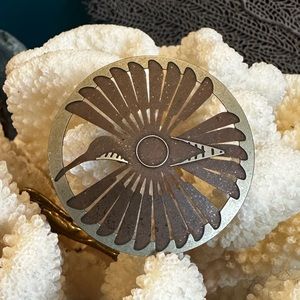 Vintage? Copper Inlaid Southwest Rustic Handmade? Artisan Hummingbird Pin/Brooch